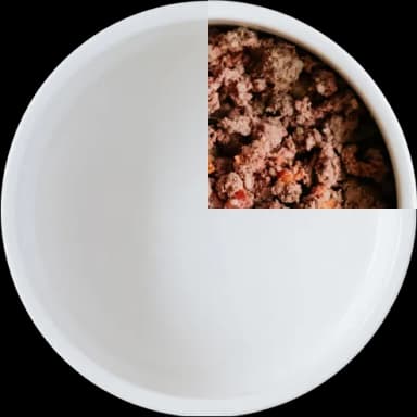 Gamelle de transition : 25 % de repas frais Elmut, 75 % d'ancienne alimentation