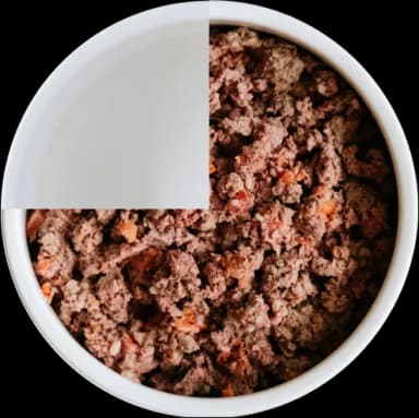 Gamelle de transition : 75 % de repas frais Elmut, 25 % d'ancienne alimentation
